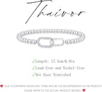 Mothers Day Gifts - Beaded Bracelets for Women 14K Silver Gold Plated Stretch Handmade Ball Bracelets Cute Charm Bracelet Dainty Stackable Cross Heart Bow Wave CZ Circle Trendy Jewelry Easter Gifts - color: zirconia-square-silver