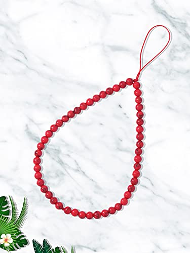 Semi-Precious Gem Stones Beaded Phone Charm Cell Phone Lanyard Wrist Strap Handmade Natural Gemstone Phone Chain string - color: Red Turquoise