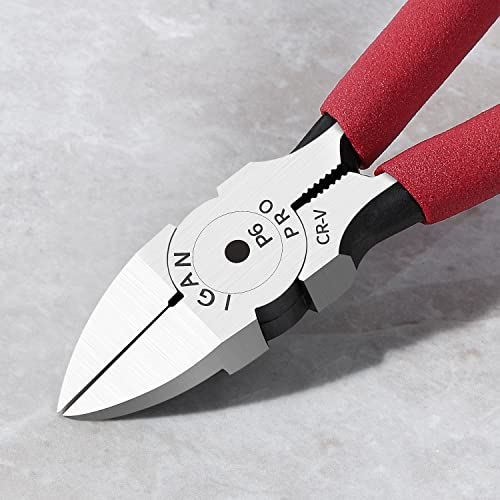 IGAN-P6 Wire Flush Cutters (Pack of 5), 6-inch Ultra Sharp and Powerful Side Cutter Clippers, Ideal Wire Snips for Handmade and Any Clean Cut Needs - size: Pack 5