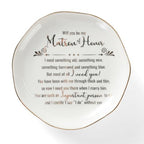HOME SMILE Matron Of Honor Ring Dish - Will You Be My Matron Of Honor - Jewelry Trinket Dish Tray, Bridesmaid & Bridal Shower Gifts - Proposal Gift For Bestie, White Ceramic - style: Matron Of Honor
