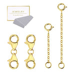 925 Sterling Silver Double Lobster Clasp and Necklace Extender Gold Plated Double Lobster Clasps Connector Bracelet Necklace Extension Clasp for Jewelry Making（4pcs） - color: A-Gold Lobster Clasp and Necklace Extender
