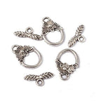 Craftdady 50 Sets Antique Silver Round Flower Toggle Clasps Tibetan T Bar Closure Ring End Clasps for Bracelet Necklace Making - color: Antique Silver, 18x12mm