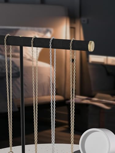 Pangkeep T-Bar Necklace Holder,Jewelry Chains Display Stand for Selling,Velvet Necklace Organizer Stand for Show,Jewelry Tower Tree (Black) - color: Black