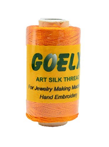 Goelx Silk Thread by Shade No for Jewelry, Tassel Making, Embroidery, Crafts, Shiny Soft Thread Spools - Orange - 61 D - color: Orange - 61 D