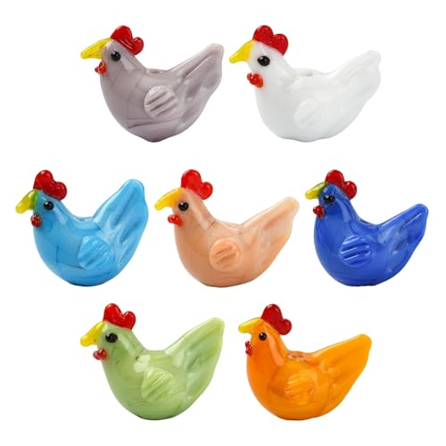Stiesy Handmade Bumpy Chick Lampwork Beads 7Pcs, 7 Colors Cute Animal Chicken Shape DIY Craft Beads Bulk for Necklace Bracelet Earring Jewelry Making Keychain DIY Projects 20x19mm - color: Chick-7 Colors-7Pcs