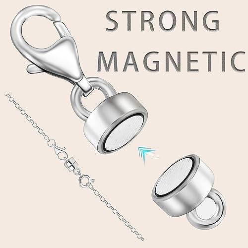OHINGLT Magnetic Necklace Clasp Extra Strong, Silver Plated Magnet Jewelry Clasps Converters for Bracelet Necklaces Chain - color: 6Pcs Silver