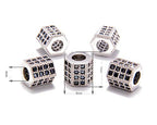 AD Beads Zircon Pave Rhinestones Big Hole Hexagon Spacer Beads 7x8mm 5Pcs Black on Silver - color: 5 Pcs Black on Silver Hexagon (7x8mm)