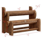 Ikee Design 2 Wooden 2-Tier Bar Bracelet/Bangle Jewelry Holder Stand Display Organizer, Wood Bracelet Bangle Holder, Brown Color, 11 3/4 W x 5 3/8 D x 8 H in - color: Brown, 2 Pieces