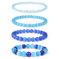 Vinswet 4pcs Beaded Bracelets for Women,Natural Healing Crystal Gemstones Bracelet,Anxiety Stress Relief Bracelet Handmade purple Jewelry Gifts for Women - color: Light blue cat eyes&Blue cat eyes&Dark blue cat eyes
