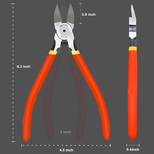 MONVICT Wire Cutters, 6 inch Precision Flush Side Cutters with Longer Cutting Edge Ultra Sharp & Powerful Heavy Duty Pliers, Ideal for Cables, Wires, Zip Ties, Electrical & Any Clean Cut Needs - color: 6"- Pack 1