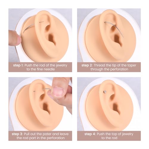 QWALIT Piercing Taper Threadless Insertion Tool - Titanium Labret Pin 16g, 18g, 20g - color: D12 - Gold Threaded+Threadless
