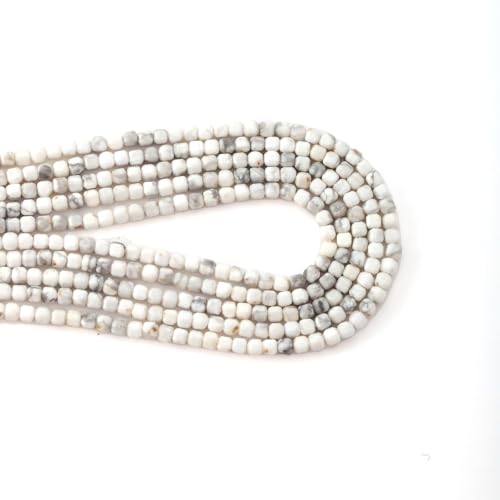 Faceted Natural Howlite 2-3mm Cube Square Loose Beads Gemstone Small Loose Beads Healing Crystal Energy Stone for DIY Jewelry Making 15" - color: Howlite