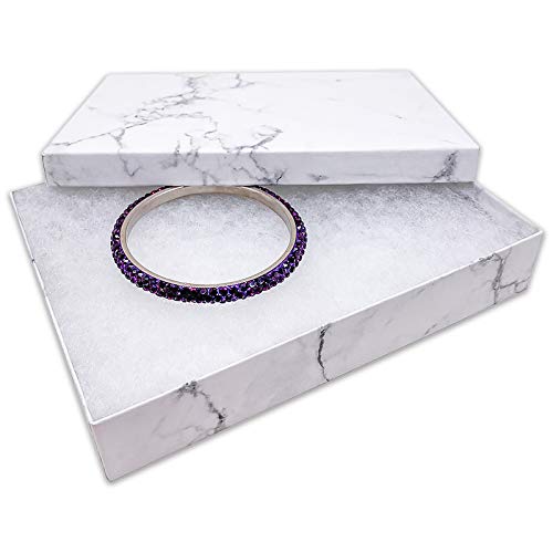 TheDisplayGuys - 25-Pack #75 Cotton Filled Cardboard Paper Jewelry Boxes Gift Case - Marble White (7.1" x 5.2" x 1.3") - for Shipping or Storage - size: 1 Count (Pack of 25), style: 7.1" x 5.2" x 1.3" (#75)