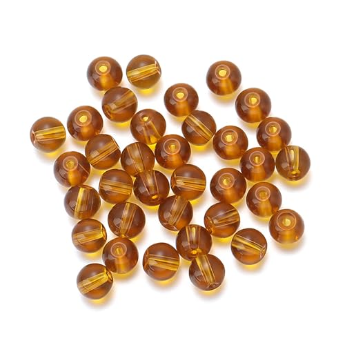 Gocelyn 476Pcs Natural Gemstone Smooth Round Crystal Glass Beads for Jewelry Making(Brown), Glass Spacer Loose Beads for Crafts Bracelets Necklaces Charms Pendants Presents 4/6/8/10/12mm - color: Round Glass Beads: Brown