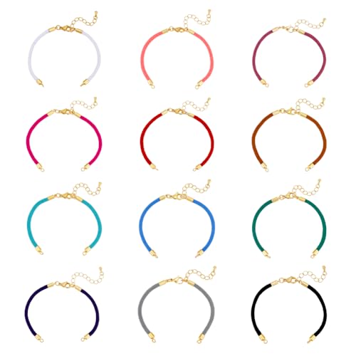 UNICRAFTALE 12Pcs Nylon Twisted Cord Bracelet 12 Colors Adjustable Slider Bracelets 6.69Inch Bracelet with Metal Findings and Lobster Claw Clasps Bracelets for Women DIY Jewelry Making
