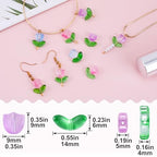PAGOW 60 Pcs Tulip Flower Glass Beads, Glass Translucent Bracelet Beads, Colorful Handcrafted Crystal Loose Glass Beads for Spring Summer Valentines Wedding DIY Jewelry Making - color: Tulip Beads (Glass) -3 Colors