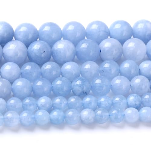 Dream Blue Chalcedony Stone Beads Jewelry Making Gemstone Round Crystal Bracelet Necklace 1 Strand 15.5inch 45PCS 8MM - color: Dream Blue Chalcedony, size: 8mm