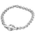RUBYCA 5Pcs Toggle Clasp Silver Color Charm Rolo Bracelet Double Long Link Chain 20cm DIY Jewelry - color: 5 PCS, size: 20 CM