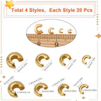 SUNNYCLUE 1 Box 80Pcs 3mm 4mm 5mm 6mm Stainless Steel Crimp Bead Covers Gold Crimp Knot Covers Small Open Side Half Round End Caps Metal Spacers for Jewelry Making DIY Bracelets Necklace