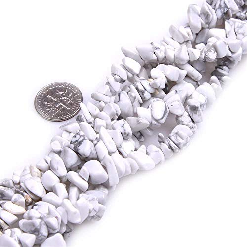 Genuine White Howlite Turquoise Chip Beads 5-8mm Irregular Shaped Tumbled Chips Stone Loose Bead for Jewelry Making 1 Strand 32" - color: White Howlite Turquoise