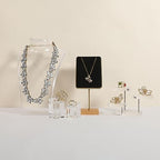Black velvet necklace stand, gold necklace hanger, small metal jewelry stand for earrings and necklaces【Black】 - color: Black