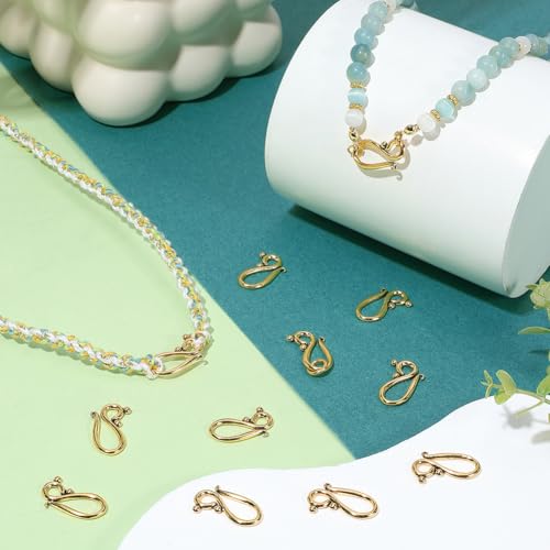 PH PandaHall 100 Sets Tibetan S Hook Clasp S Hook Ring Antique Golden Toggle Clasps Closure Metal Alloy Jewelry Clasps Connector for Necklace Bracelet DIY Jewelry Making, 20.5mm Long - color: Antique Golden
