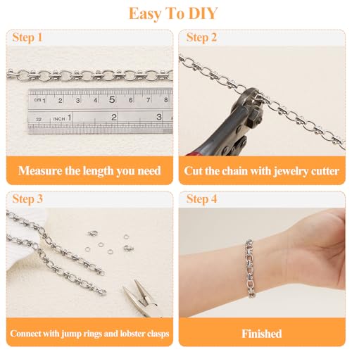 YOUBEIYEE 2 Meters Stainless Steel Jewelry Making Chains Oval Link Chains Bulk for Women Necklace DIY with Jewelry Accessories - color: Dumbbell Silver