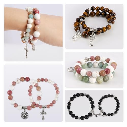 Tunmiok Natural Beads for Bracelets for Jewelry Bracelet Making kit for Adults with Spacer Beads & Bracelet Charms and Natural Stone for Jewelry Making & DIY Bracelet, Necklace, Earring Set Supplies