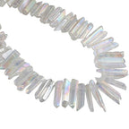 SUNYIK Angel Aura Titanium Coated Crystal Points Quartz Sticks Spikes Point Beads 15 inch Strand Drilled - color: Angel Aura Quartz, size: 0.5"-1.6"