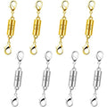 925 Sterling Silver Magnetic Clasp, Strong Jewelry Connector for Necklaces and Bracelets, Double Hook Design (8pcs Golden Silvery) - color: 8pcs golden silvery