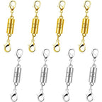 925 Sterling Silver Magnetic Clasp, Strong Jewelry Connector for Necklaces and Bracelets, Double Hook Design (8pcs Golden Silvery) - color: 8pcs golden silvery