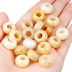 SUNYIK Yellow Jade Large Hole (6mm) Rondelle Loose Charms European Bead fits Bracelet,Jewelry Makings Pack of 20 - color: Yellow-Yellow Jade, size: 14x8mm
