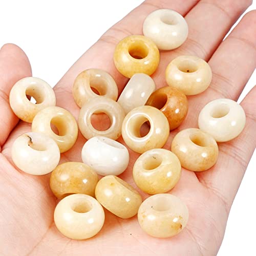 SUNYIK Yellow Jade Large Hole (6mm) Rondelle Loose Charms European Bead fits Bracelet,Jewelry Makings Pack of 20 - color: Yellow-Yellow Jade, size: 14x8mm