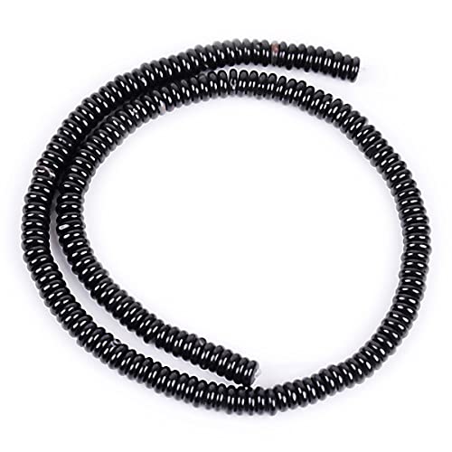 JOE FOREMAN 2x6mm Natural Polished Black Agate Stone Heishi Disc Rondelle Spacer Beads for Jewelry Making Full 15" Strand Energy Stone Healing Power Crystal - color: Black Agate