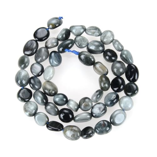 1 Strand Adabele Natural Eagle Hawk Eye Gemstone Loose Beads 7mm to 9mm Free Form Oval Tumbled Pebble Gem Stone Spacer 15 inch for Jewelry Making GZ12-1 - color: Eagle Hawk Eye, size: 15 Inch/1 Strand