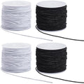 4 Rolls 1MM 80 Yards Elastic String Cords Round Sturdy Stretchy Black White Soft Fibre Beading Thread Art Sewing Accessories Cord for Jewelry Making Necklace Bracelet Adult Diy Craft Supply - size: 1mm