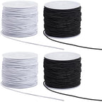 4 Rolls 1MM 80 Yards Elastic String Cords Round Sturdy Stretchy Black White Soft Fibre Beading Thread Art Sewing Accessories Cord for Jewelry Making Necklace Bracelet Adult Diy Craft Supply - size: 1mm