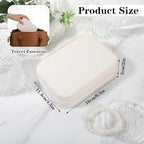 2-Pack PU Leather Travel Jewelry Organizer Cases with Mirror for Women, Portable Velvet Jewelry Box Set for Earrings, Rings, Necklace, Bracelet - Luxury Gift Set (Beige)