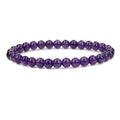 Angelstones Handmade Natural Healing Gemstone 6mm Round Beads Stretch Crystal Bracelet 7 Inch Unisex - color: Amethyst