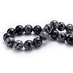 BEADIA Natural Snowflake Obsidian Stone Round Loose Semi Gemstone Beads for Jewelry Making 6MM 61PCS - color: Snowflake Obsidian, size: 6mm