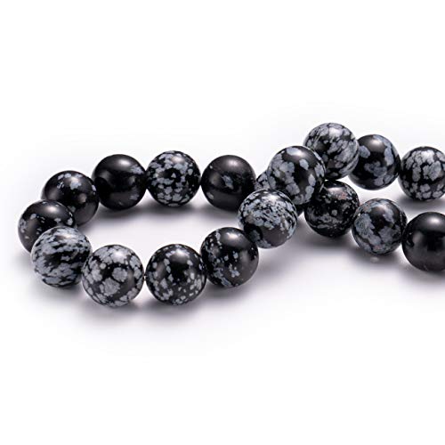 BEADIA Natural Snowflake Obsidian Stone Round Loose Semi Gemstone Beads for Jewelry Making 6MM 61PCS - color: Snowflake Obsidian, size: 6mm