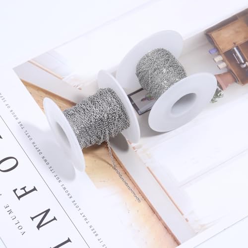 Topacket 33Feet Stainless Steel Necklace Chains Cable Link Chains for Jewelry Making DIY Craft Kit with Lobster Clasps Jump Rings - color: Stainless Steel, size: 2.0mm