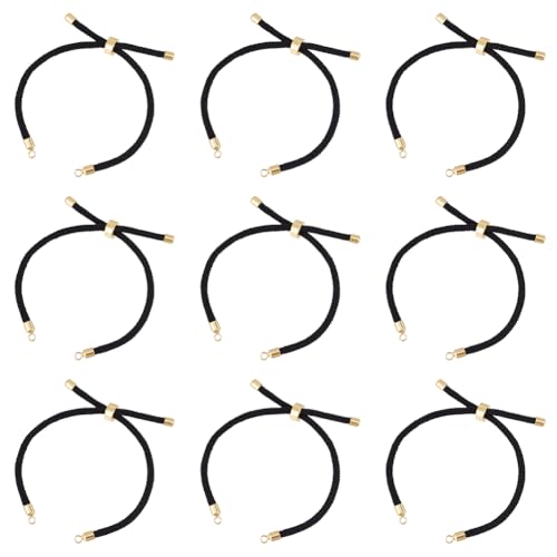 UNICRAFTALE 10Pcs Slider Bracelets Nylon Twist Cord Bracelet 22~23cm Black Link Bracelet with Metal Findings Adjustable Bracelet Chains for Jewelry Making Chains for DIY Bracelet Making Women - color: Black