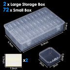 OUTUXED Bead Organizer Box, 72Pcs Small Clear Plastic Bead Storage, Mini Craft Storage Containers Boxes with Hinged Lid and Labels for Bracelets, Making DIY Jewelry Craft Nail, Screws, Seeds
