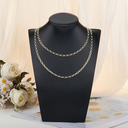 Crisjanggo 16 feet 14K Gold-Plated Brass Jewelry Making Chains Permanent Necklace Chains Roll for Jewelry Making with Jump Rings and Lobster Clasps - color: Oval Gold