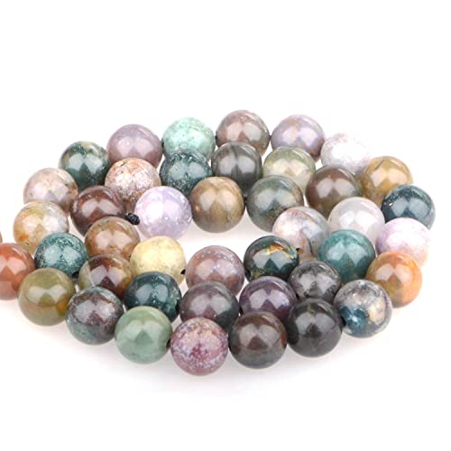 Bymitel 90 pcs Natural Genuine Real Round Loose Stone Beads Gemstone Spacers for Charm DIY Jewelry Making 15.5" per Strand 4mm (Indian Agate, 4mm) - color: Indian Agate, size: 4mm
