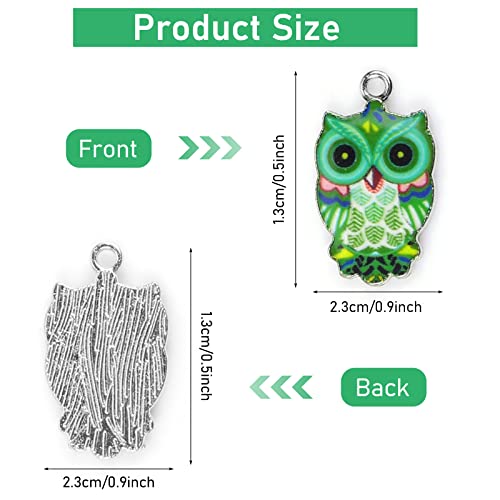 Generic 30 Pieces Owl Charms for Jewelry Making, Colorful Metal Owl Pendants, Cute Animal Jewellery Making Supplies