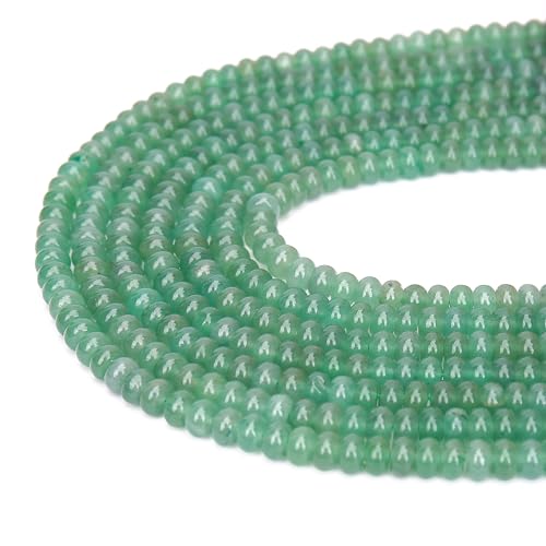 2 Strands (150PCs) Natural Green Aventurine Rondelle Beads, 5 * 8mm Gemstone Loose Spacer Abacus Disk Beads for DIY Bracelet Necklace Earrings Jewelry Making, Craft Supplies Beading Kit - color: Green Aventurine, size: 5*8MM