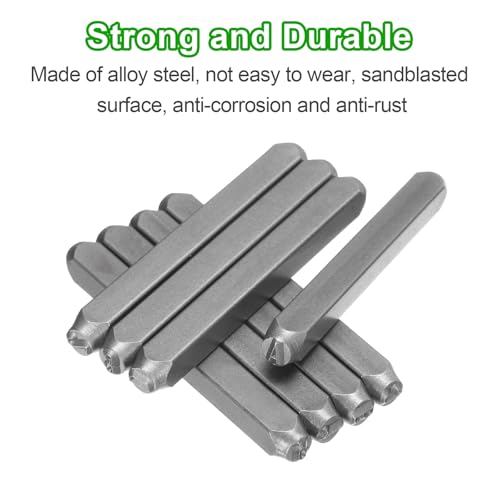 HARFINGTON 36pcs Metal Stamping Kit 3/16" (5mm) Steel Uppercase Letter and Number Punch Set (A-Z / 0-8 / "&" Symbol) Punch Press Tool with Case for Imprinting Metal Plastic Wood Leather - size: 3/16"