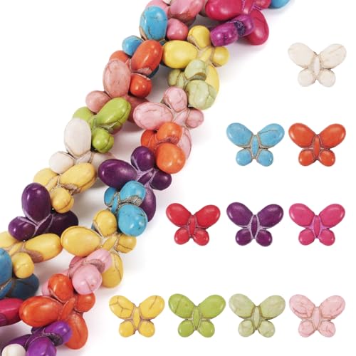 Turquoise Beads Strands Colorful Butterfly Turquoise Loose Spacer Beads Spring Summer Craft Bead for DIY Necklace Earring Bracelet Jewelry Making Supplies - color: Mixed Color-Butterfly
